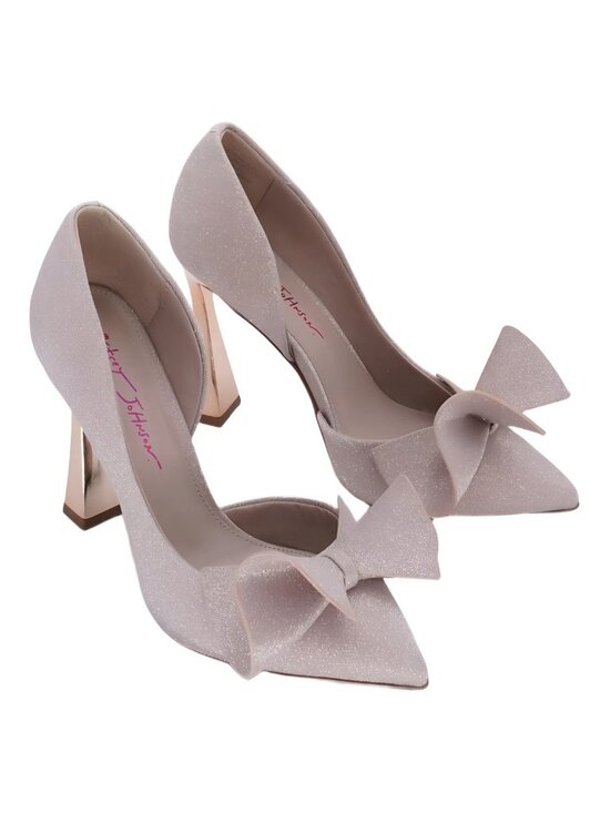 Betsey Johnson Nobble Champagne Sparkle Bow Pumps Womens Size 8